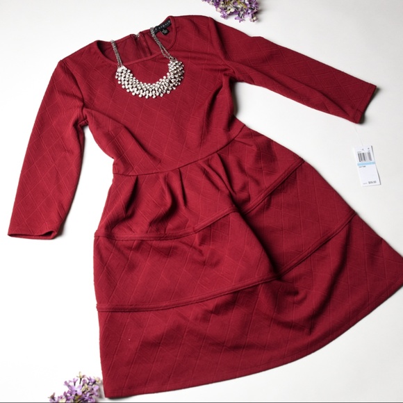 City Studio Dresses & Skirts - ⭐HP⭐NWT CITY STUDIO Burgundy A-line Dress - Size 5